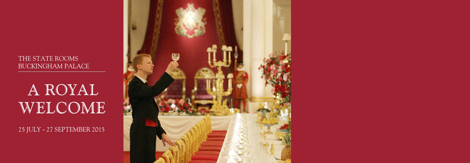 Footman checking preparations for a State Banquet at Buckingham Palace