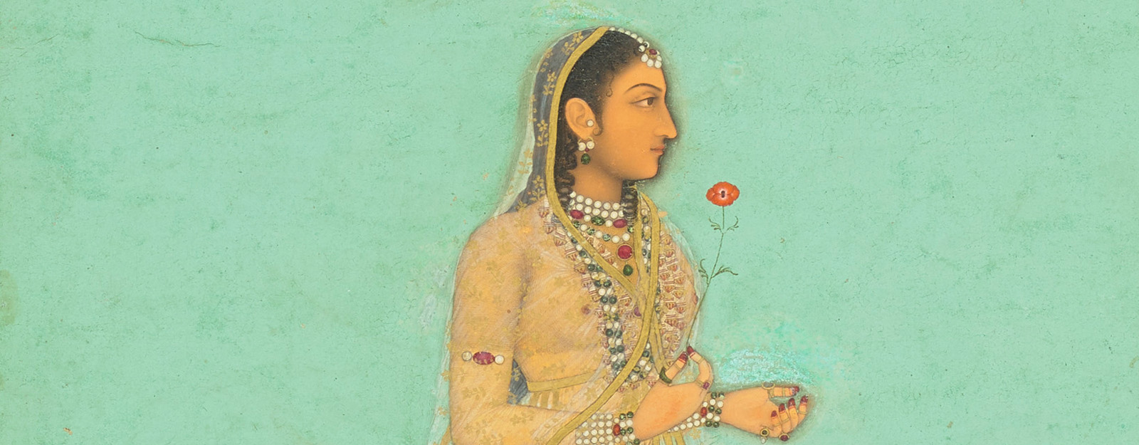 Illustration of an Indian woman holding a flower