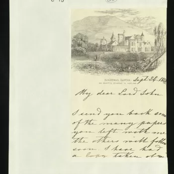 Prince Albert sends back papers to Lord John Russell and writes that he has made a copy of the letter to Mr Redington and his memorandum. He also writes that Queen Victoria has received Lord John Russell's box with the letter relating to Lord Palmerston's