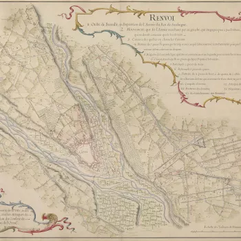 A map of the siege of Cuneo (Coni), 12-30 September 1744, fought between the King of Sardinia's forces, augmented by Austrian Croats, under the command of Charles Emmanuel III, King of Sardinia (1701-73), and the combined army of the French and Spanish un