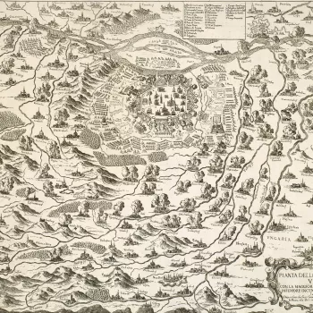 A map of the siege of Vienna, 14 July-12 September 1683, by the Ottoman army, commanded by Grand Vizir Merzifonlu Kara Mustafa Pasha (1634/5-1683) which culminated in a victory for the Holy League (Poland, Holy Roman Empire), commanded by Jan III Sobieski