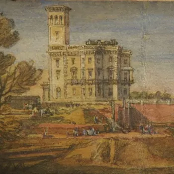 Close up of a drawing showing work being undertaken on Osborne House