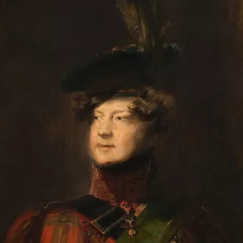 Head and shoulders from a portrait of George IV wearing Highland dress