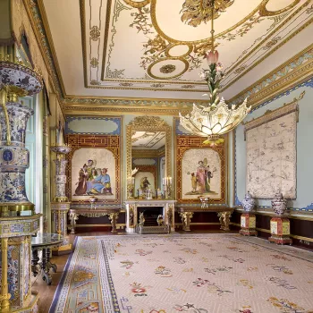 A view of the newly reserviced Centre Room in the East Wing of Buckingham Palace