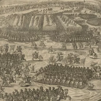 The armies clashing in the centre of the battlefield